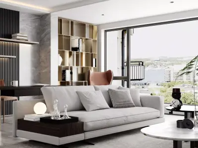 Modern living room dining room interior scenes 280 3D model