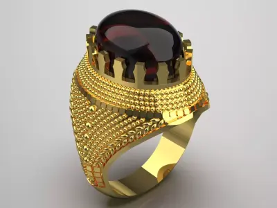 Classic design man ring with red stone model mr0236 3D print model