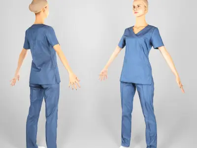 Surgical nurse  in A-pose ready for rigging 121 Low-poly 3D model