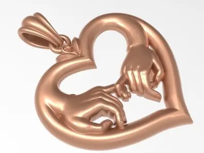 Hand Hands and Fingers Love Heart Necklace Pendant Jewelry 3D print model