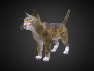 Cat Low Polygon Art Farm Animal Low-poly 3D model