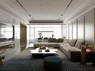 Light luxury style guest restaurant 3D model