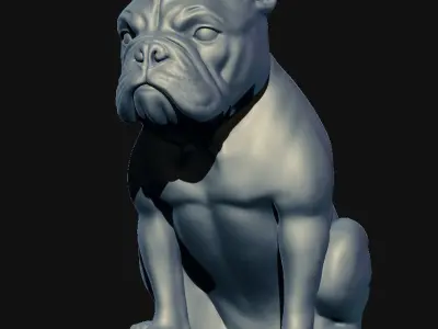 Short Bulldog sculpture 3D model