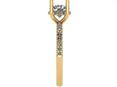 Solitaire ring with under halo Diamond on shank 3D print model