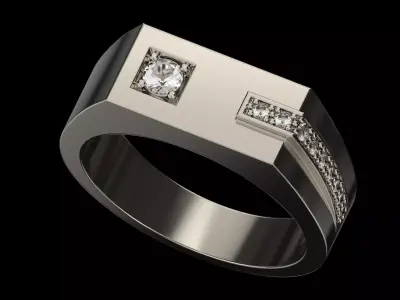 Ring with diamonds 3D print model