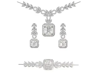 Two-tone gold jewelry set with diamonds and model  js0004 3D print model