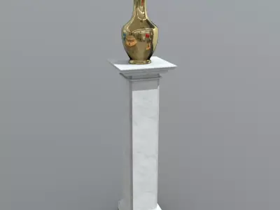 Pedestal with Vase Low-poly 3D model
