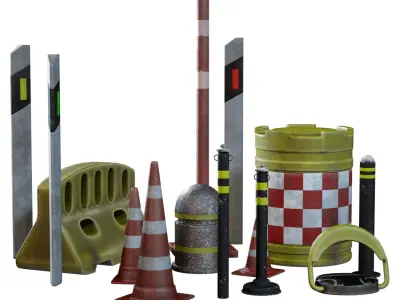  Road Parking Set Low-poly 3D model