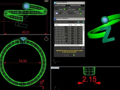 Jewelry Alphabet Ring Z 3D print model