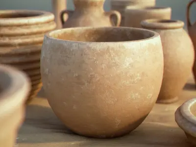 Handmade clay pots collection 3D model