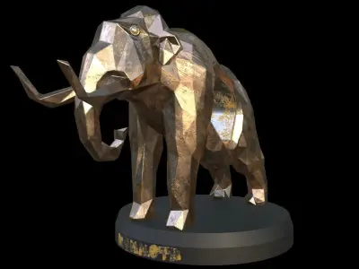 Steampunk Mammoth Pose Low-poly 3D model