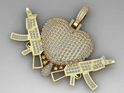 Hearts N Guns 3D print model