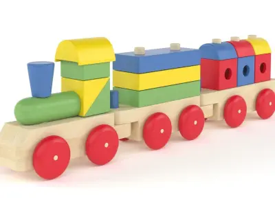 Wooden Toy Train 3D model