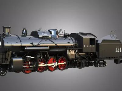 ICRR 1518 - Steam Locomotive With Coal Wagon 3D model