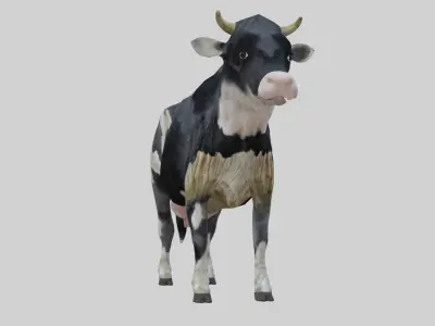 3D model Low Poly Holstein Cow Unwapped 4K Low-poly 3D model