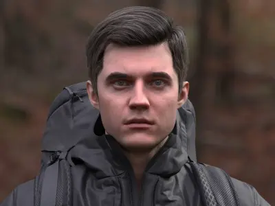 Man Backpacker - Modular - Rigged Low-poly 3D model