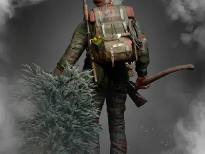 Animated Low poly Game Ready Santa survivor 3D Modular Low-poly 3D model