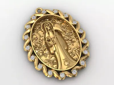  santa muerte holy death small size pendant 3D STL 3DM skull 3D print model