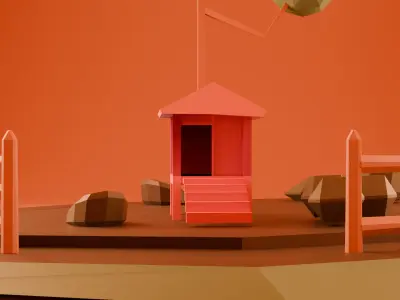 Low Poly Village Scene 3D Model  Stylized Game Environment Free low-poly 3D model