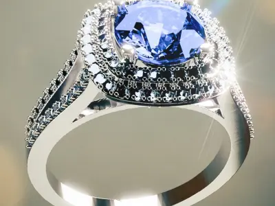 Realistic Tanzanite Ring Model 3D model