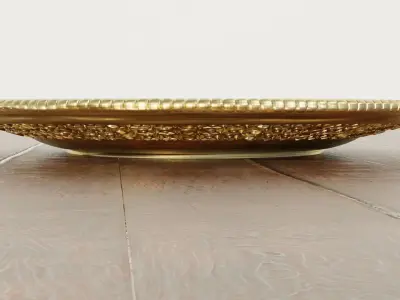 Decorative gold plate dish striped Lai Thai with asian Elephant 3D model