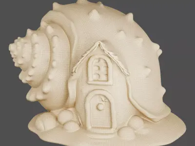 Fantasy Shell House Decor 3d print and game ready Low-poly 3D model