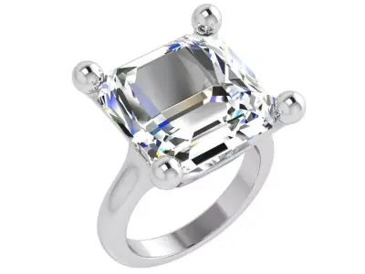 Emerald Solitaire Ring 4437 3D print model