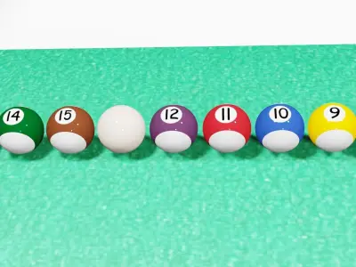 Snooker and billiard balls with box Low-poly 3D model