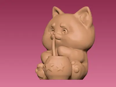 gatito con mate Argentino 3D print model