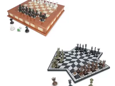 Chess Games 2 And 3 Players 3D model