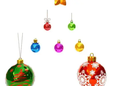 Christmas balls 3d model set3  Low-poly 3D model