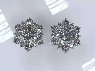 Elegant Diamond Earing 3D JewelryModelMesh 3dm OBJ STL Printable 3D print model