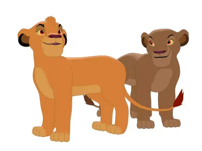 Mufasa and Sarabi Teens Low-poly 3D model