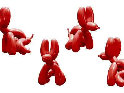 Pooping Balloon Sausage Dog Low-poly 3D model