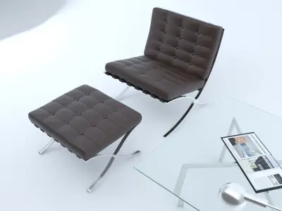 Barcelona Chair Set 3D model
