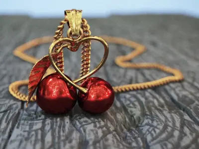 chery pendant made of cherries and leaves 3D print model