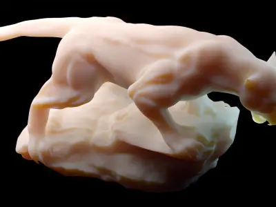Fierce Puma on Rock   3D print model