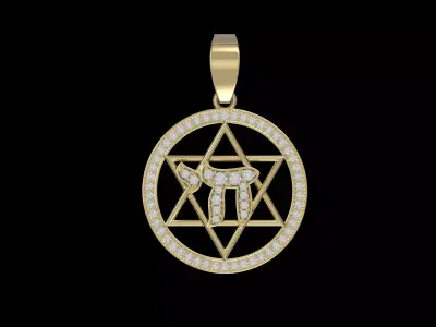 Star of David with Chai Pendant 3D print model