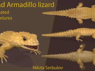 Armadillo lizard  6 skins  fantasy lizard  GAME READY Low-poly 3D model