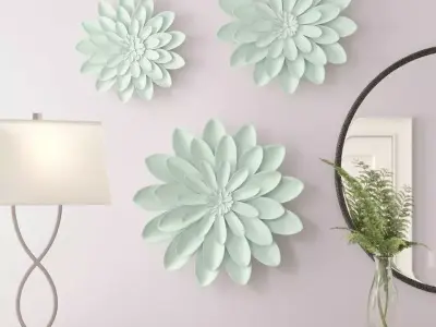 Metal Plants Flowers Wall Decor 3D model