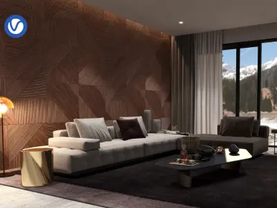 Contemporary Living Room 3D model
