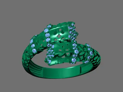 Womens Rings With Stone Ring Ready STL 3DM Models Rings women 3D print model