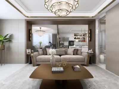Luxury living room interior 3D model