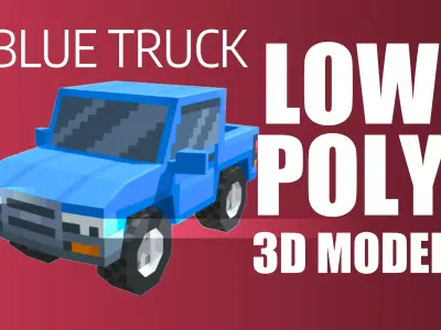 Low Poly Voxel Pickup Truck Low-poly 3D model