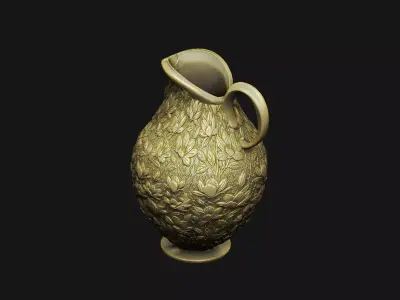 silver pottery old decor ornate Ewer Victorian jug floral 3D print model