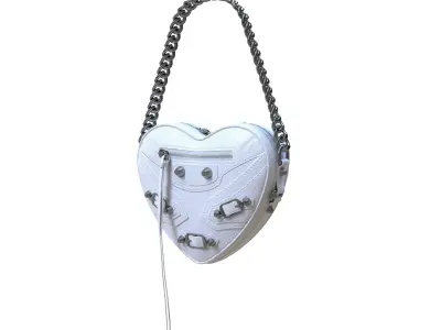 Balenciaga Le Cagole Heart Mini Bag White Low-poly 3D model