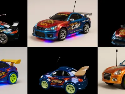 Controled Car bundle 8 pack 100 glb 3D model