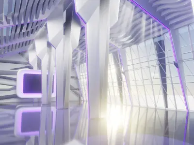 Sci Fi Exhibition Hall Interior Blender EEVEE Low-poly 3D model