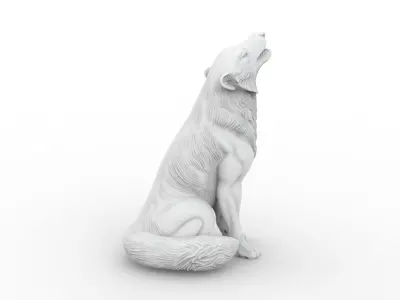 Wolf 3D Sculpture Model Howling Pose 3D print model