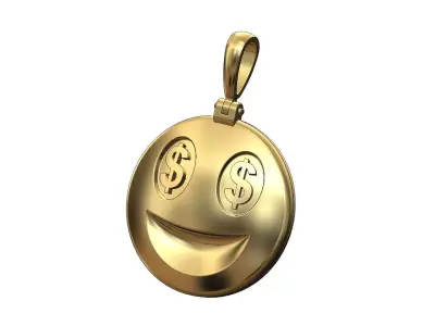 Money smile emoji pendant with bail 3D print model